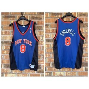 Champion Vintage New York Knicks Latrell Sprewell 8 NBA Jersey Blue Size L-44